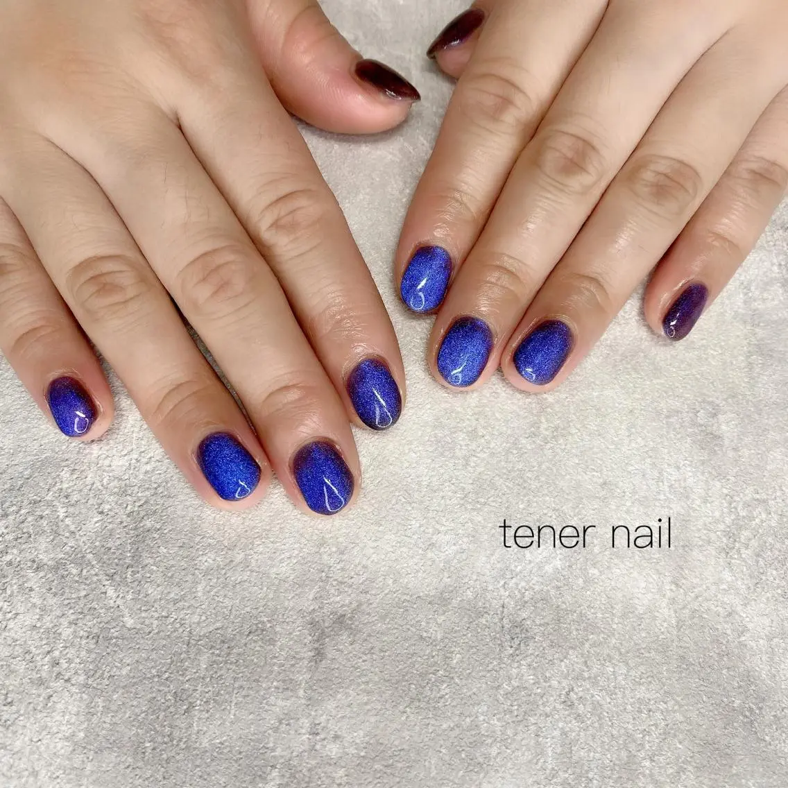 ネイル ブルー マグネットネイル パープル テネルネイル tener nailのネイルデザイン