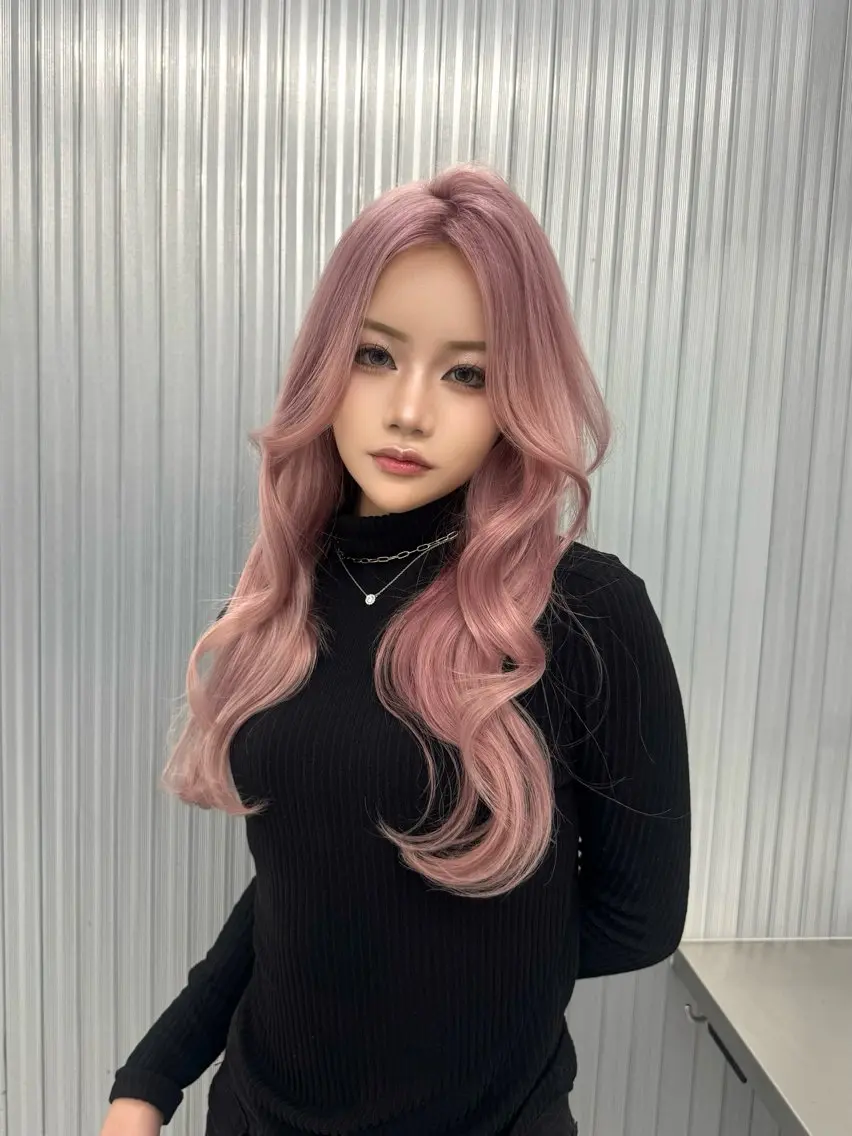 ロング カラー ヘアカラー ピンク🎀/ベージ ュ🧸🥞/ユウキのヘアスタイル