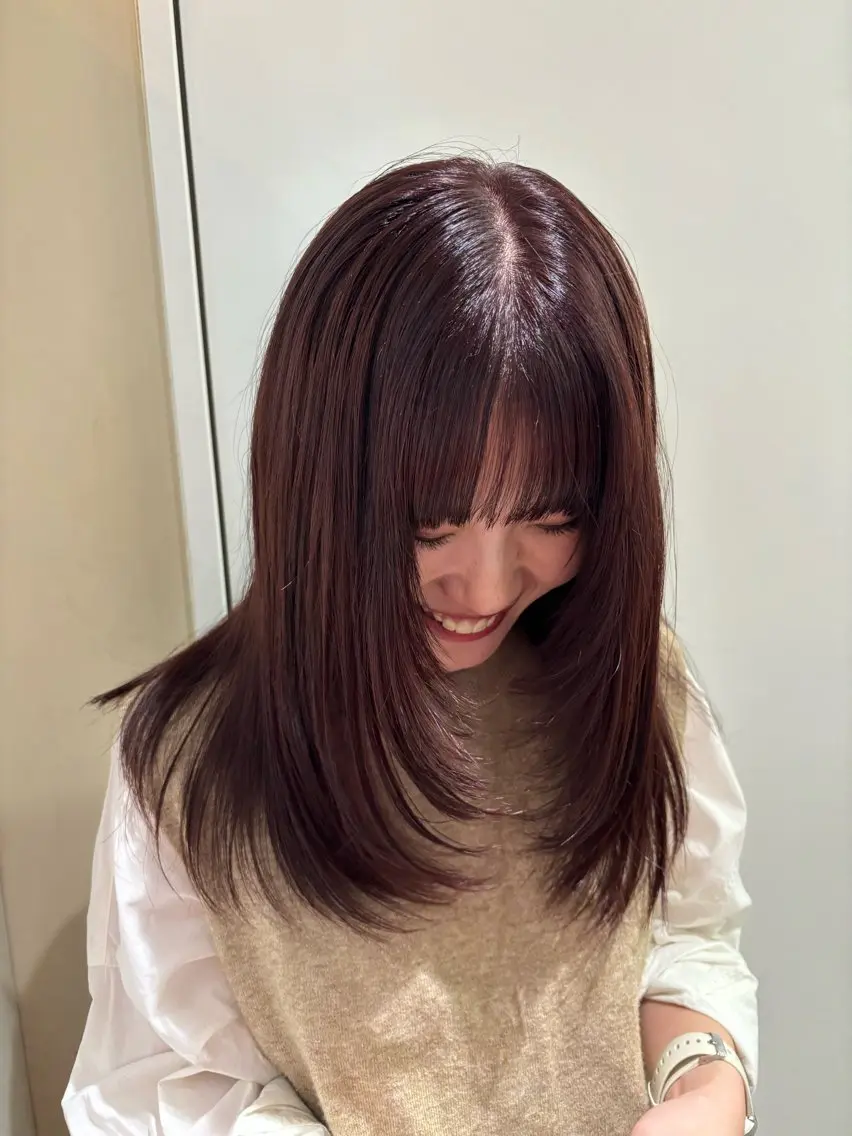 【🌷発色抜群❣️暖色カラー🌷】ブリーチなし暖色カラー(カラートリートメント使用🉑)➕3stepトリートメント🐕の写真