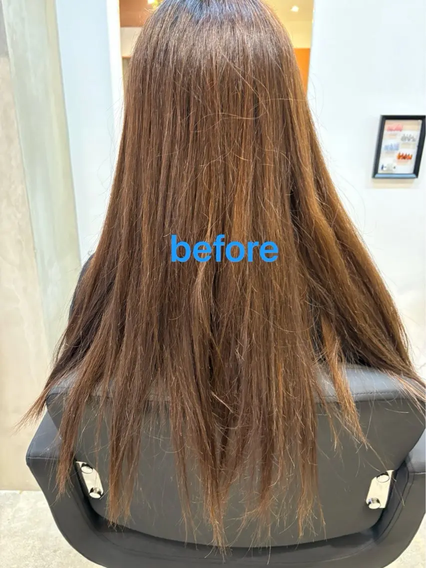 ロング 縮毛矯正 𝐩𝐞𝐚𝐤𝐲 ⋆⸜🧡⸝‍⋆菜々みのヘアスタイル