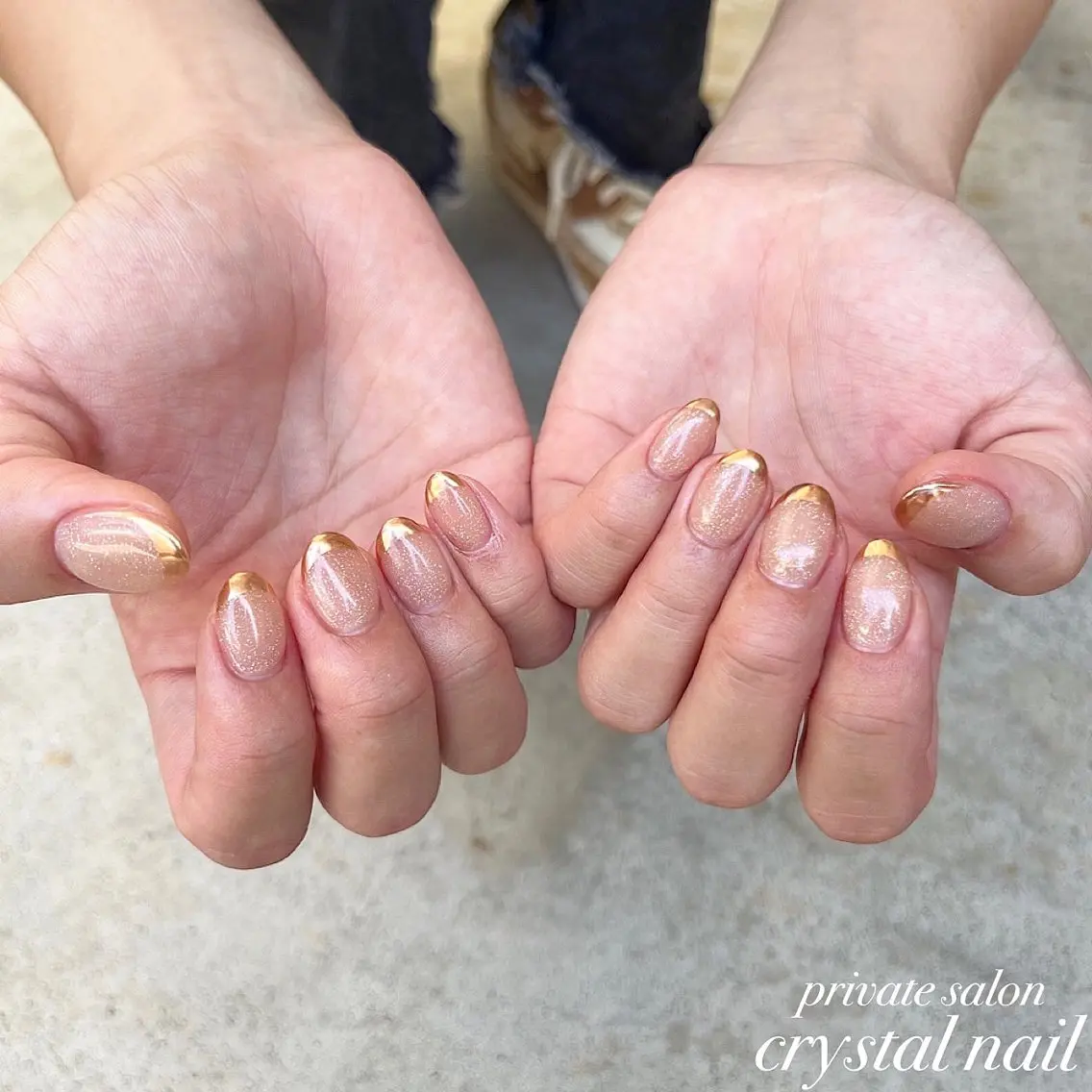 ネイル フレンチネイル ミラーネイル Crystal Nailのネイルデザイン