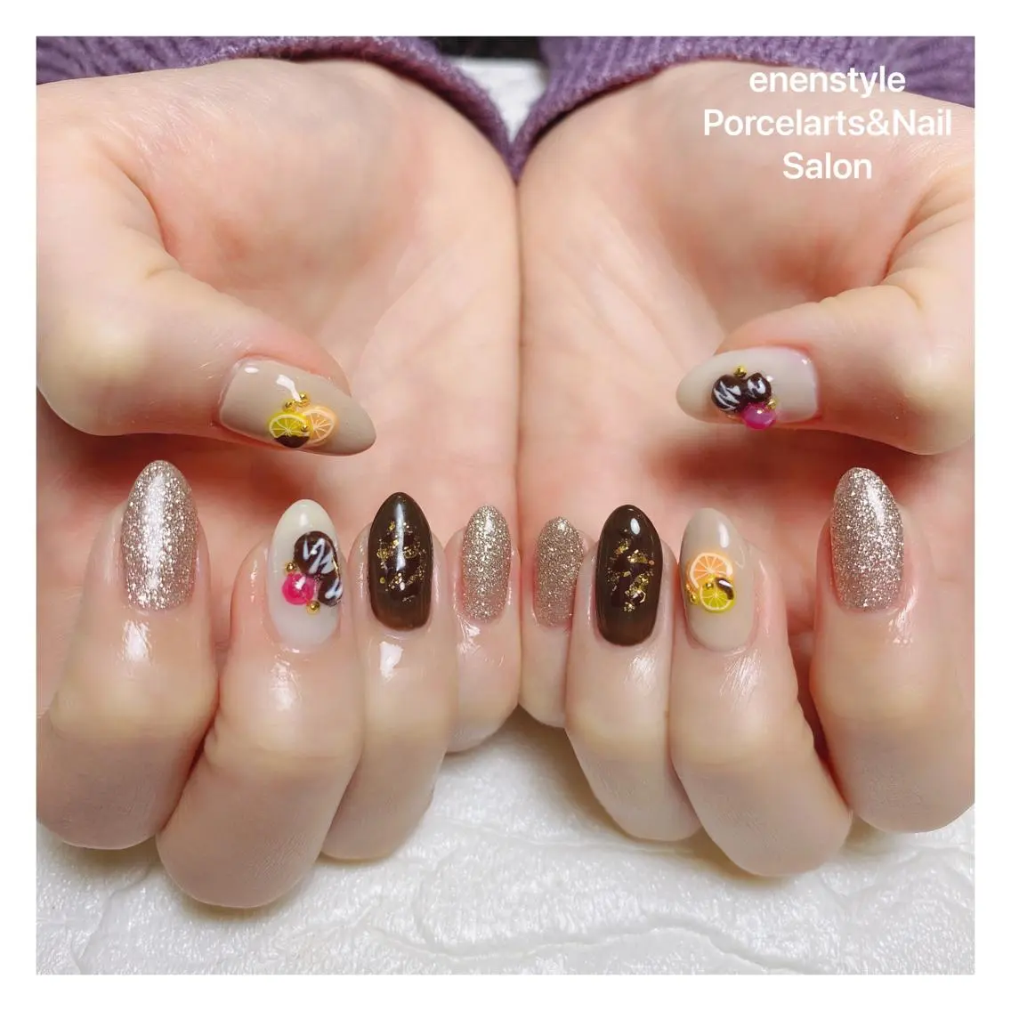 ミディアム ネイル 🐾enen style 🐾のネイルデザイン