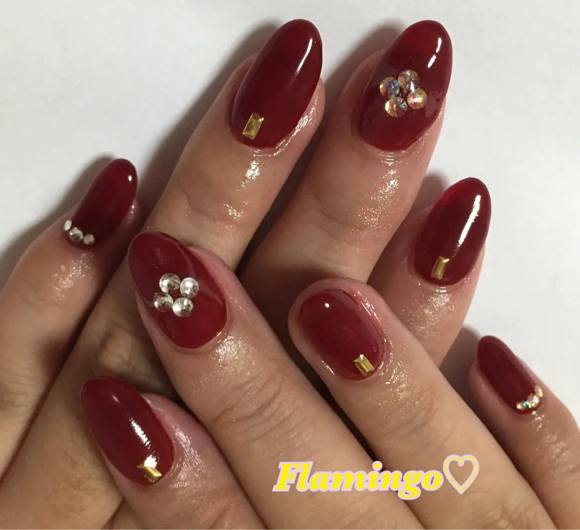 ネイル ストーンネイル フィルイン/爪育成♡ 40代からのサロンのネイルデザイン