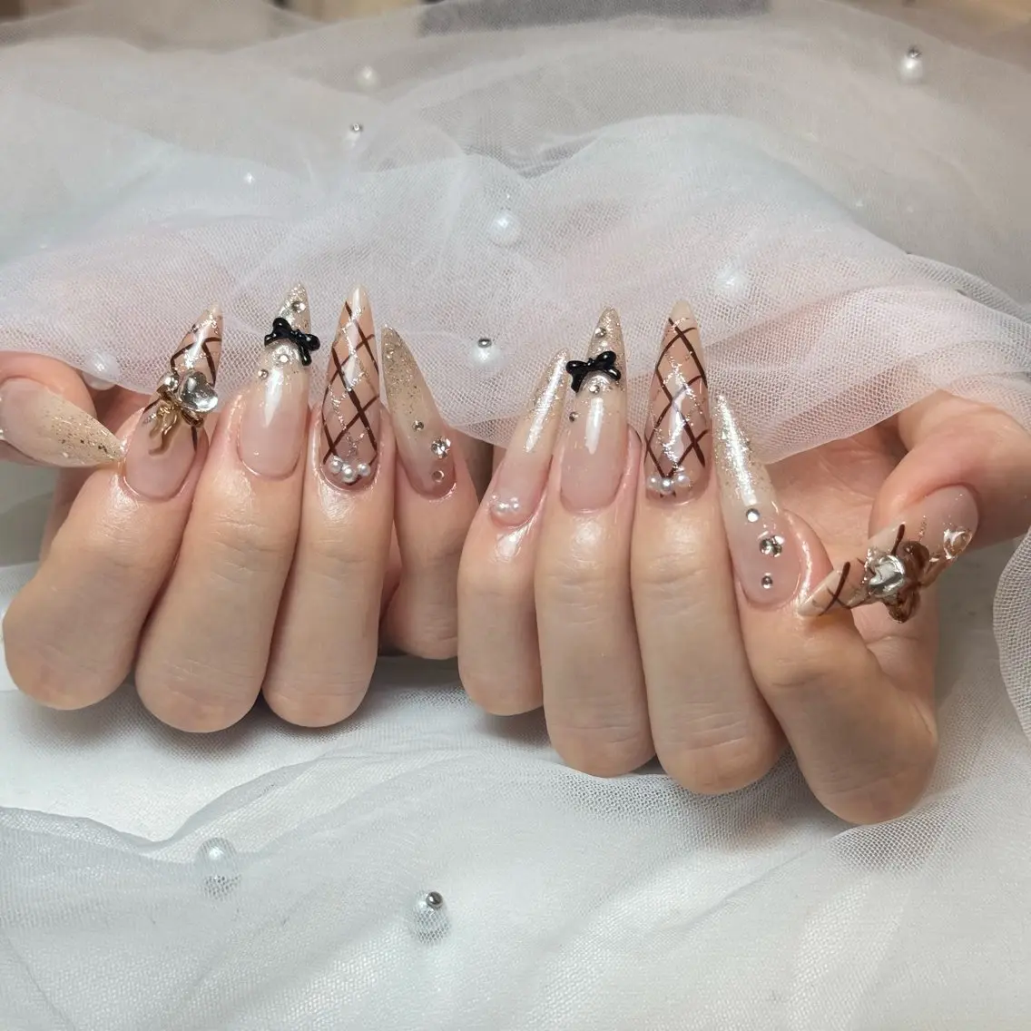 ネイル 韓国ネイル ロングネイル シンプルネイル スーパーロングネイル Luci Nail Shinokuboのネイルデザイン