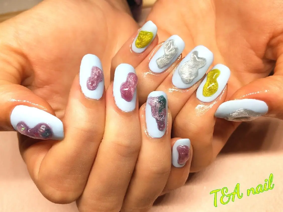 セミロング ネイル ジェルネイル マグネットネイル ニュアンスネイル スカルプネイル T&A nailのネイルデザイン