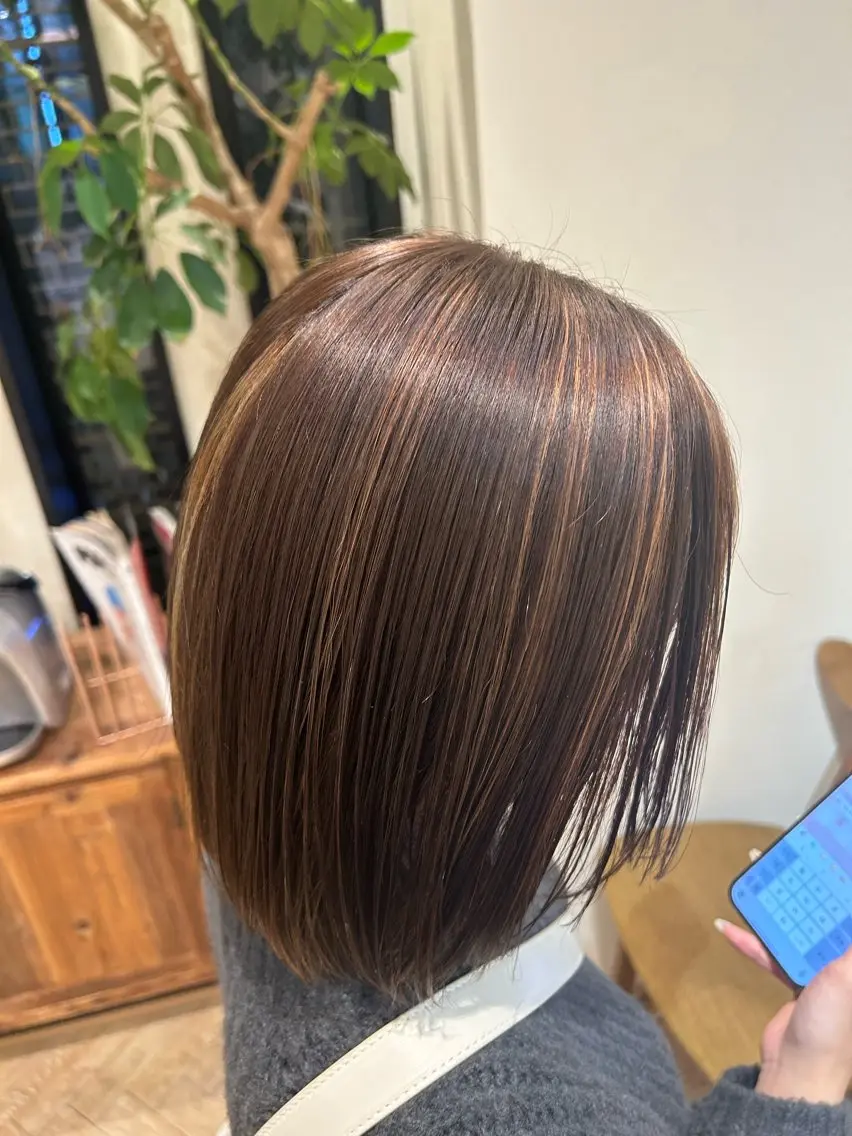 カラー ハイライトカラー 大山杏奈/ショート ボブ/カットモデルのヘアスタイル