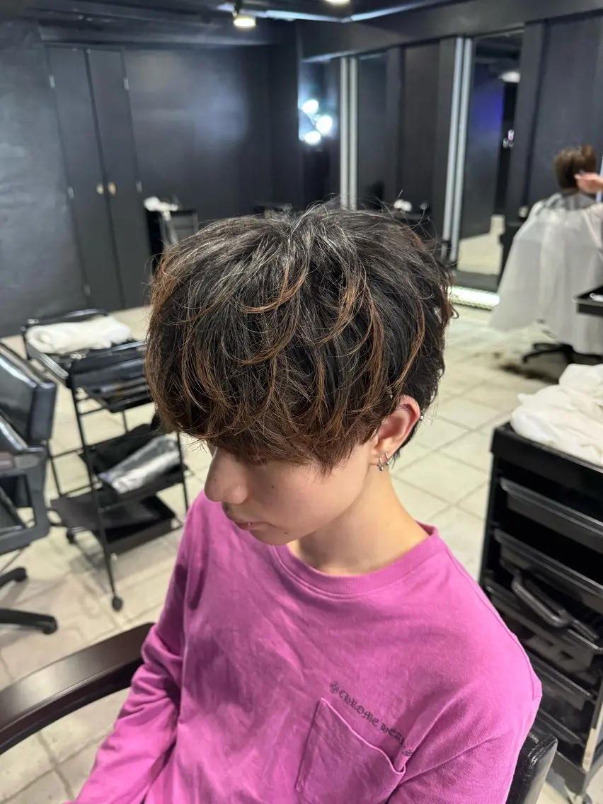 ショート ヘアアレンジ メンズ マッシュ カット トリートメント ヘアセット メンズ専門 美容師✨ アメ村 堀江颯瑛のヘアスタイル