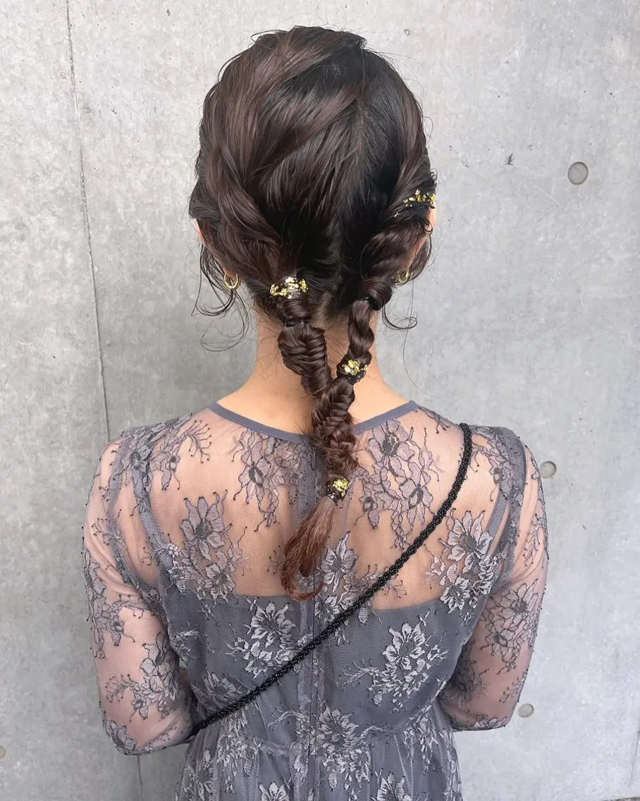 セミロング ヘアアレンジ 暖色カラー/ピンク カラー/HARUKAのヘアスタイル