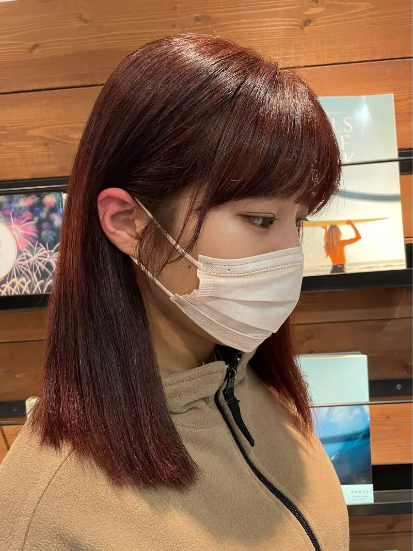 ミディアム カラー 透明感カラー レッドカラー ヘアカラー SAYA ‪🌱‬のヘアスタイル