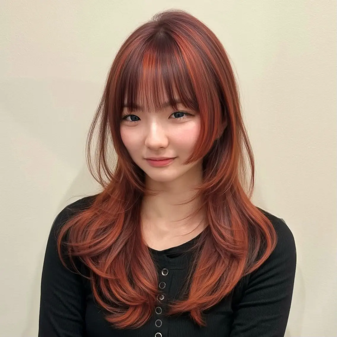 セミロング 🌹ハッシュカット、 レイヤー韓国ヘア🌹のヘアスタイル