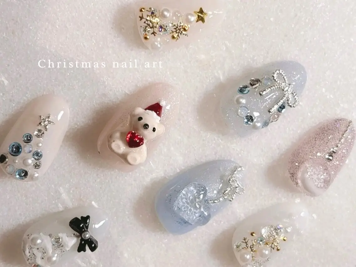 ネイル ハート 冬ネイル クリスマス GREEM グリームのネイルデザイン