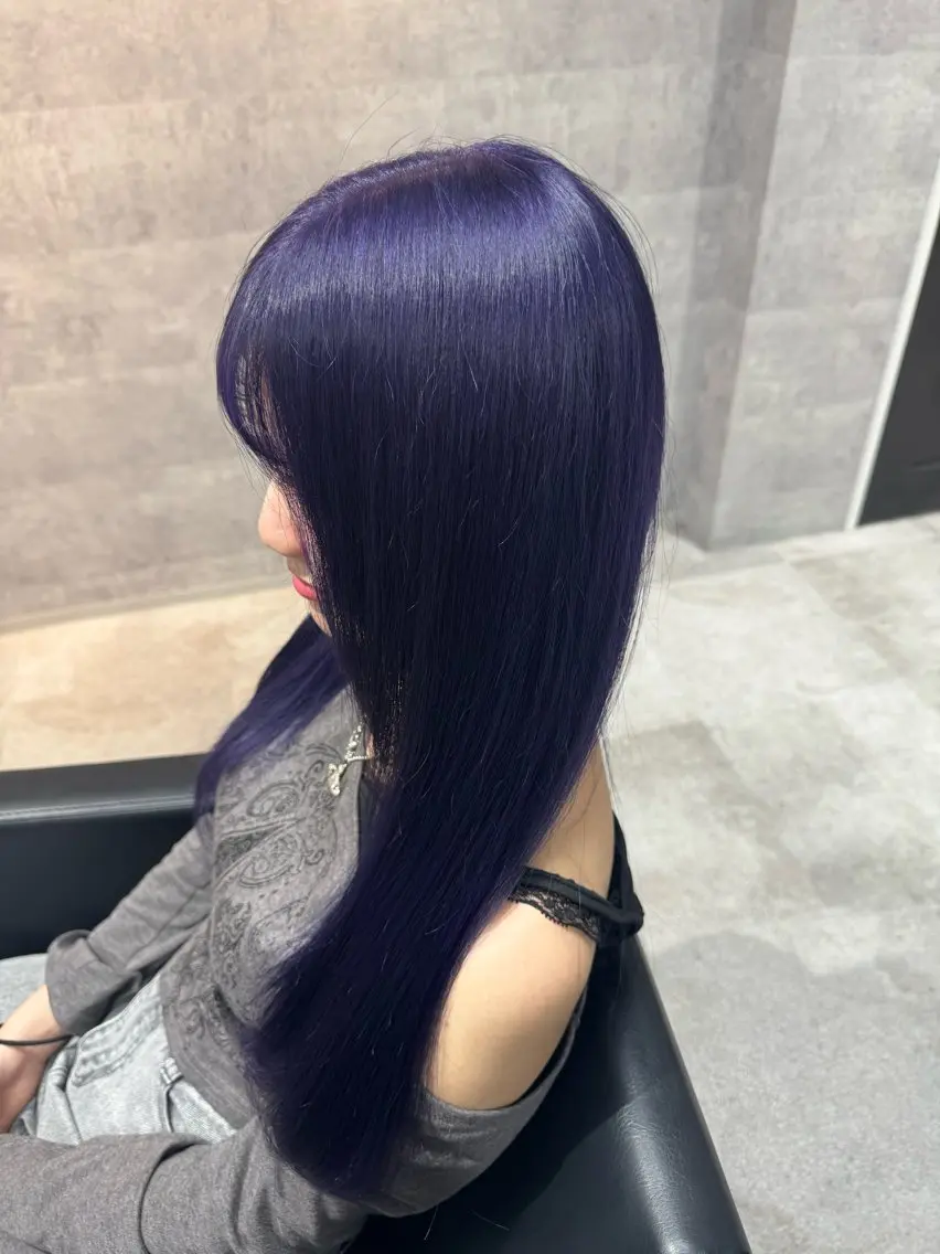 ロング カラー ブリーチ 透明感カラー ネイビーカラー パープルカラー シルバー ヘアカラー 髪質改善/ ハイトーン 中野亘稀のヘアスタイル