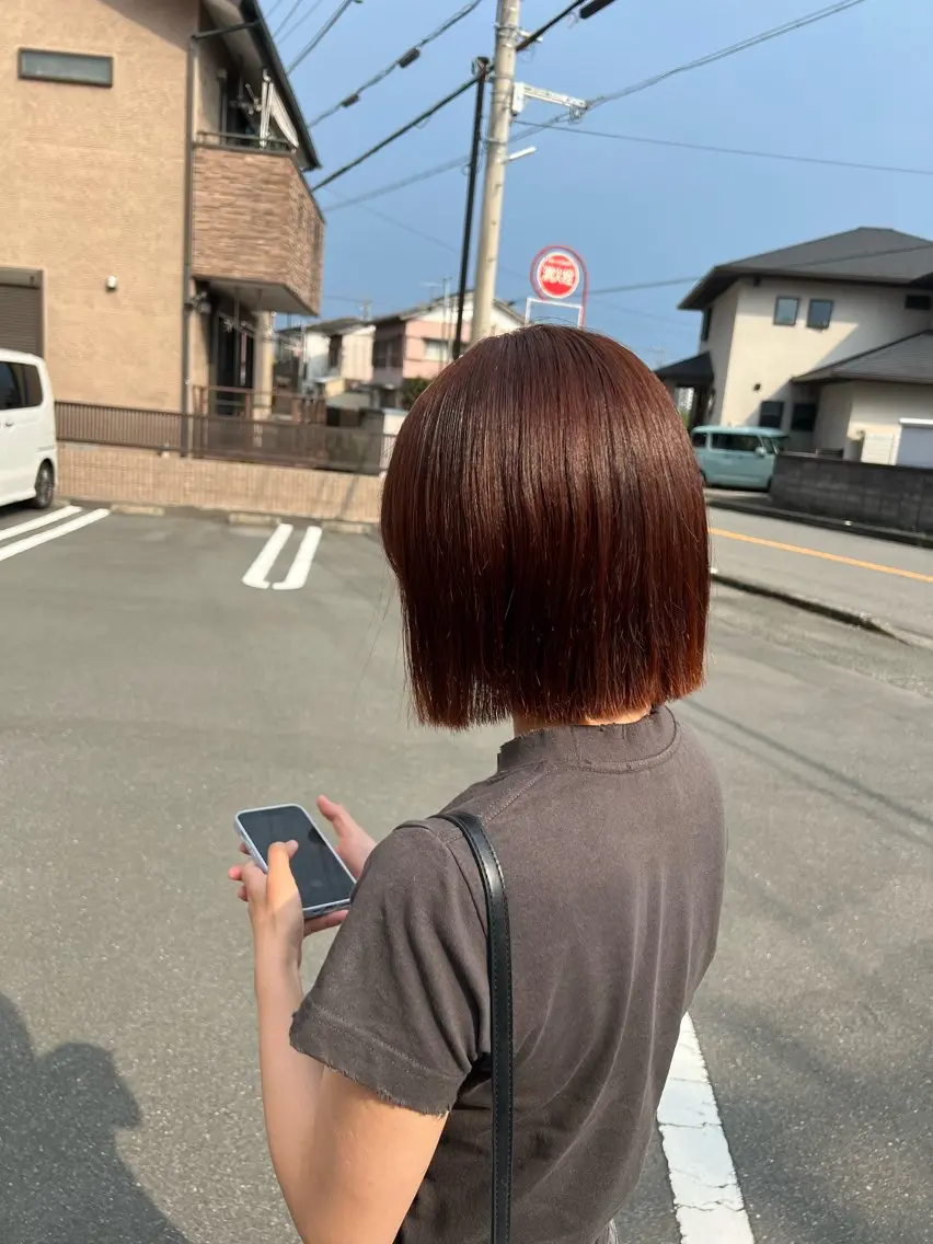ショート ボブ ヘアカラー 💎【艶カラー】 ほのか💎のヘアスタイル
