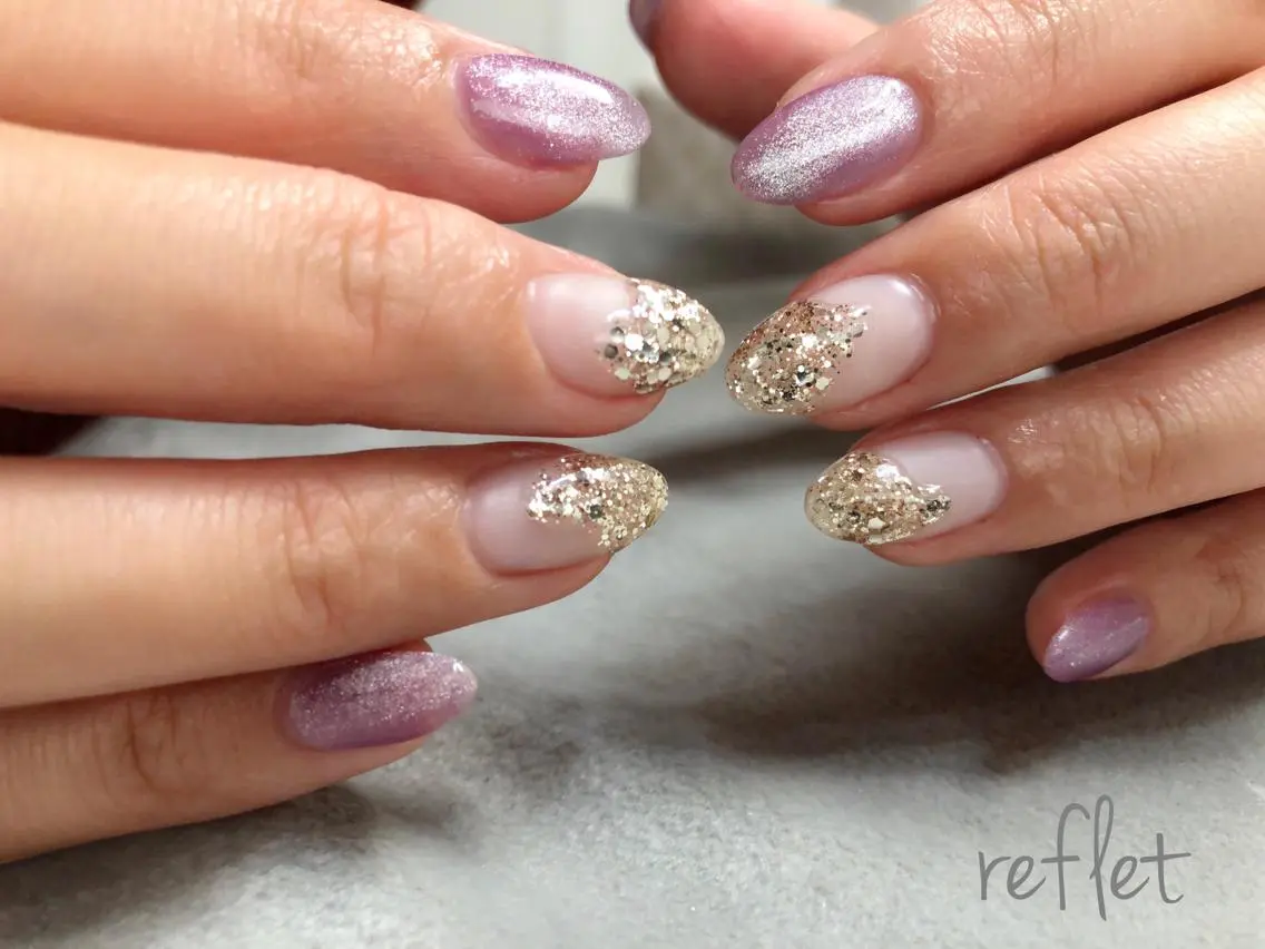 ネイル ジェルネイル キラキラネイル ラメ(グリッター) マグネットネイル ワンカラーネイル ハンドネイル reflet nailのネイルデザイン