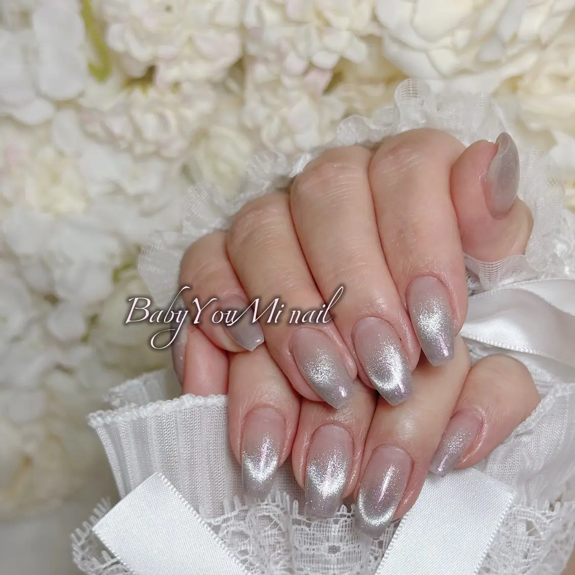 ネイル オーロラネイル 成人式 フットネイル フレンチネイル ジェルネイル ハンドネイル BabyYouMi nailのネイルデザイン