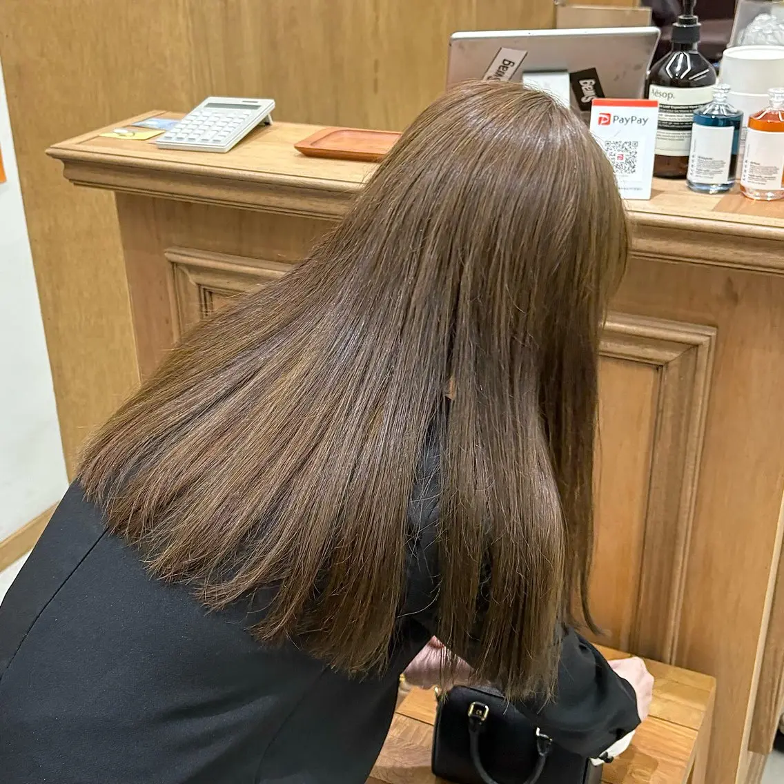 ミディアム カラー ヘアアレンジ カット 縮毛矯正 トリートメント ハル🌸柔色/ ブリーチなし/艶髪のヘアスタイル