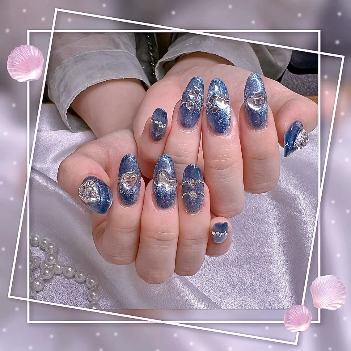 ネイル フレンチネイル マグネットネイル マグネットフレンチ ネイルチップ ハンドネイル Chill Nailsalonのネイルデザイン
