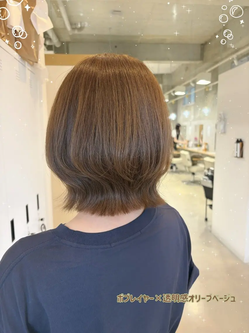 ショート ボブレイヤー ボブ レイヤーカット カット ヘアカラー 藤原仁美/レイヤー /透明感カラーのヘアスタイル