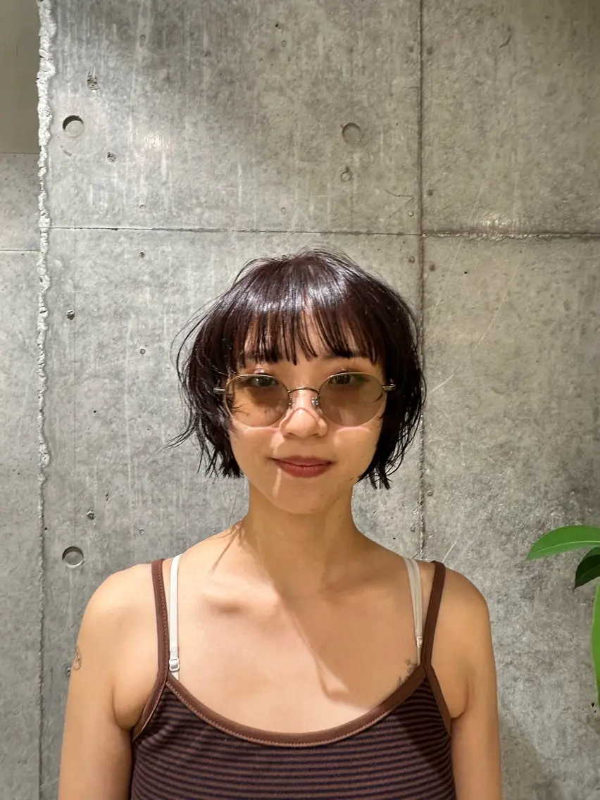 ショート カラー レッドカラー ボブ 藤山 結葉のヘアスタイル