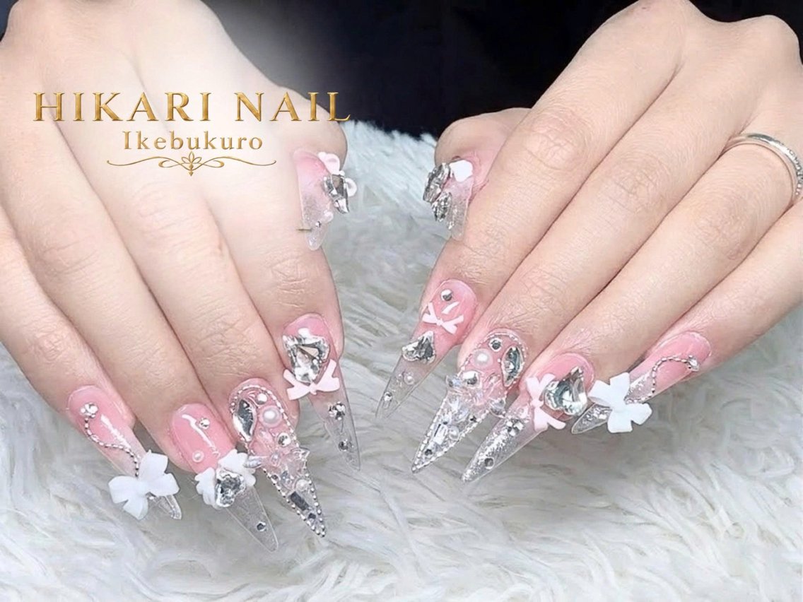 ネイル チークネイル 長さ出し フレンチネイル ガーリー ハロウィン ハンドネイル HikariNail Ikebukuroのネイルデザイン