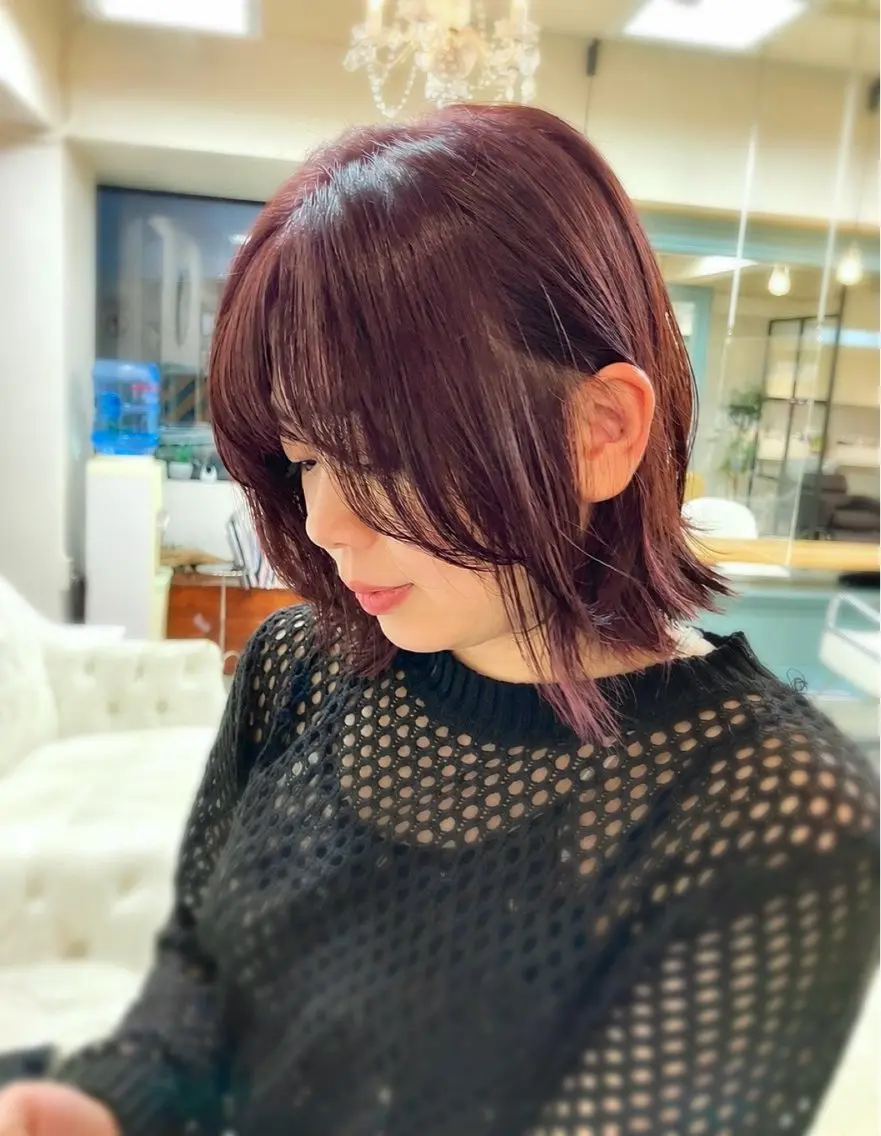 ミディアム カット ヘアカラー レイヤー×透明感 カラー🤍MAOのヘアスタイル