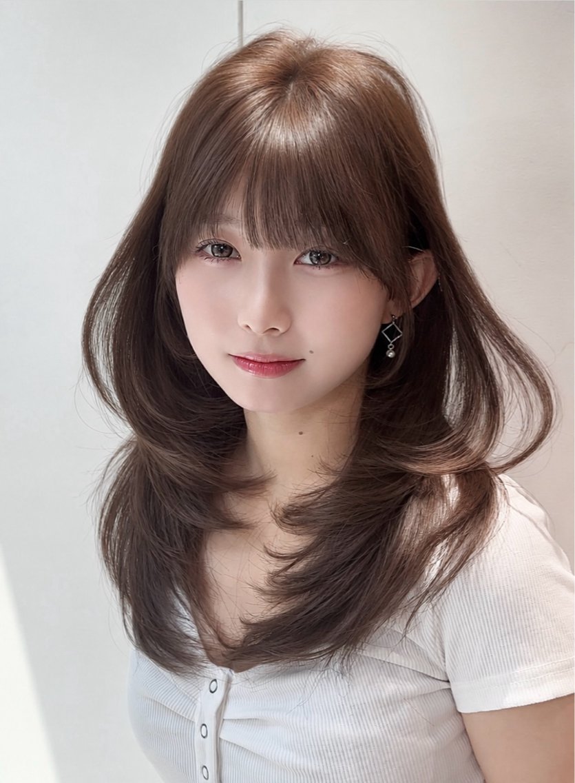 ロング 韓国風ヘア レイヤーカット カット ヘアカラー 韓国レイヤー × ハイトーン/コウスケのヘアスタイル