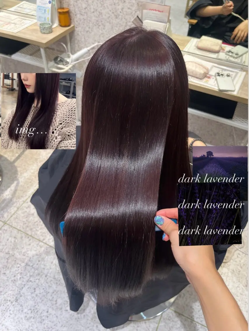 ロング カラー ブリーチ ディープラベンダー ダブルカラー ラベンダーカラー ブリーチなしカラー ヘアカラー トリートメント 髪質改善&艶カラー/ ほんだあみ (♡)のヘアスタイル