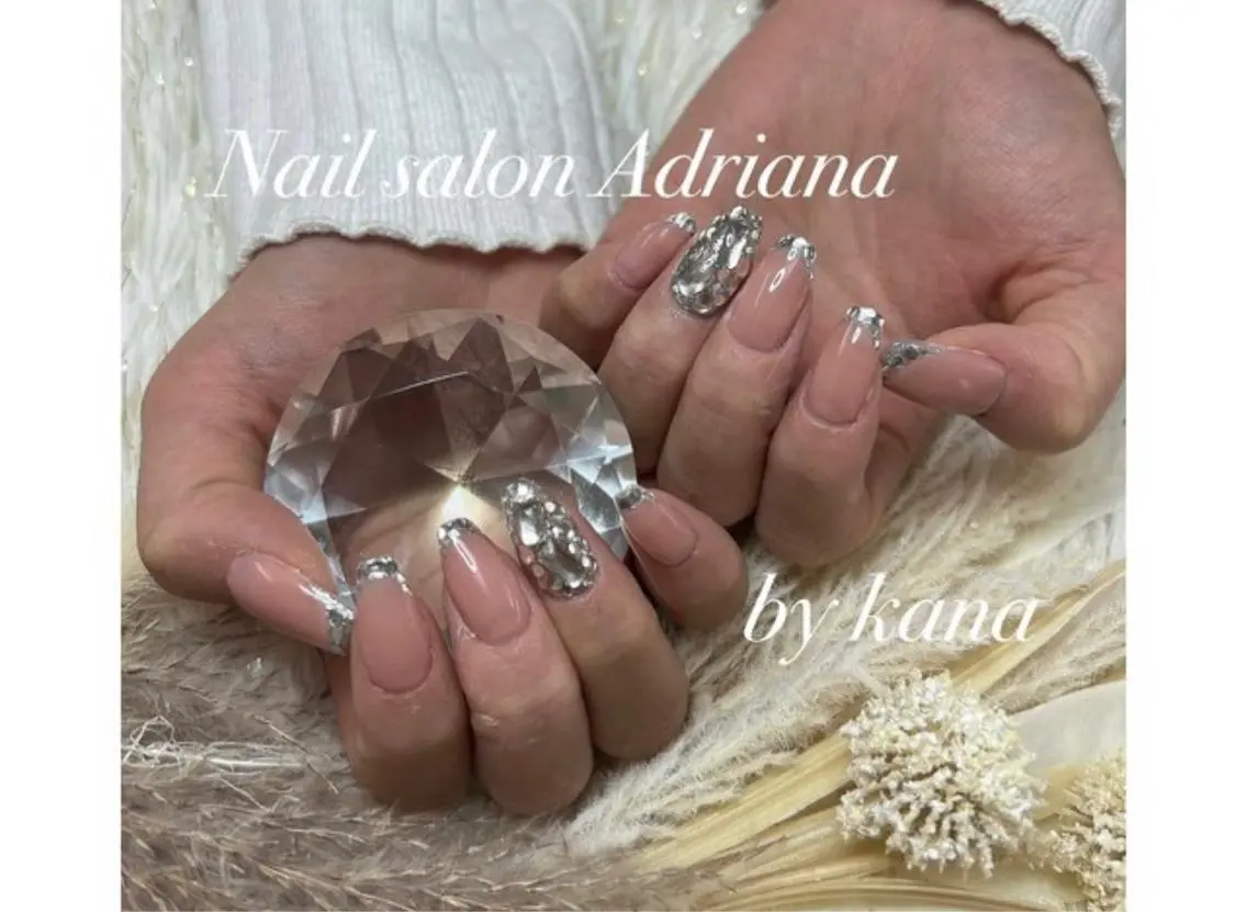 ネイル フレンチネイル ガラスフレンチ ADRIANA 大久保駅前徒歩2分のネイルデザイン