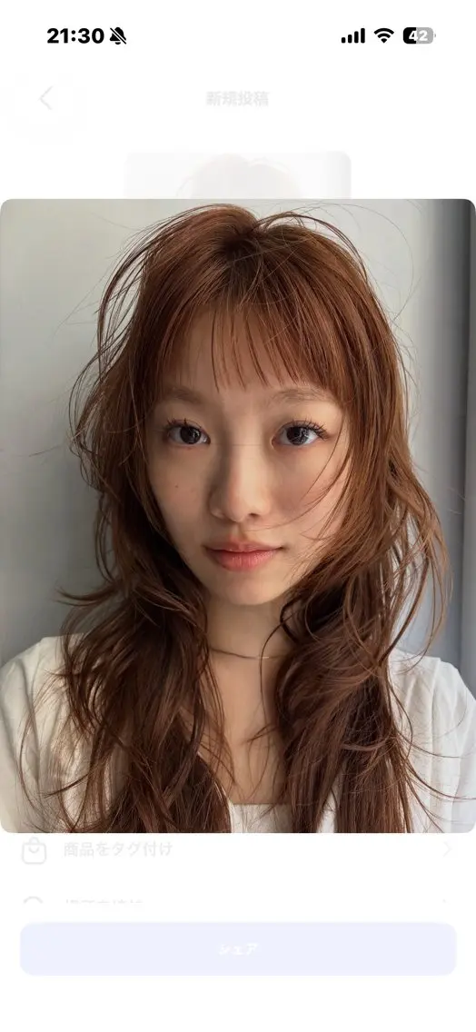 ロング カラー オレンジ ヘアカラー SHEA /縮毛矯正 イソダハルカのヘアスタイル