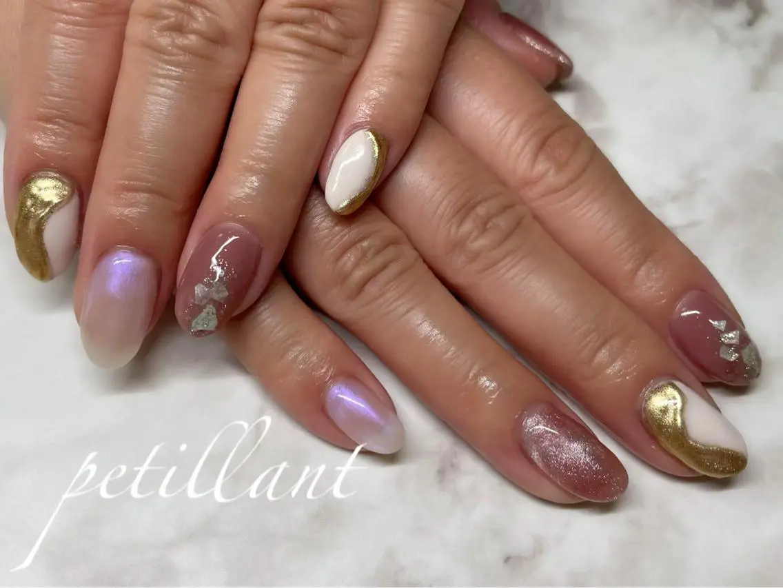 ネイル 持ち込み ピンク 春ネイル nail salon petillantのネイルデザイン
