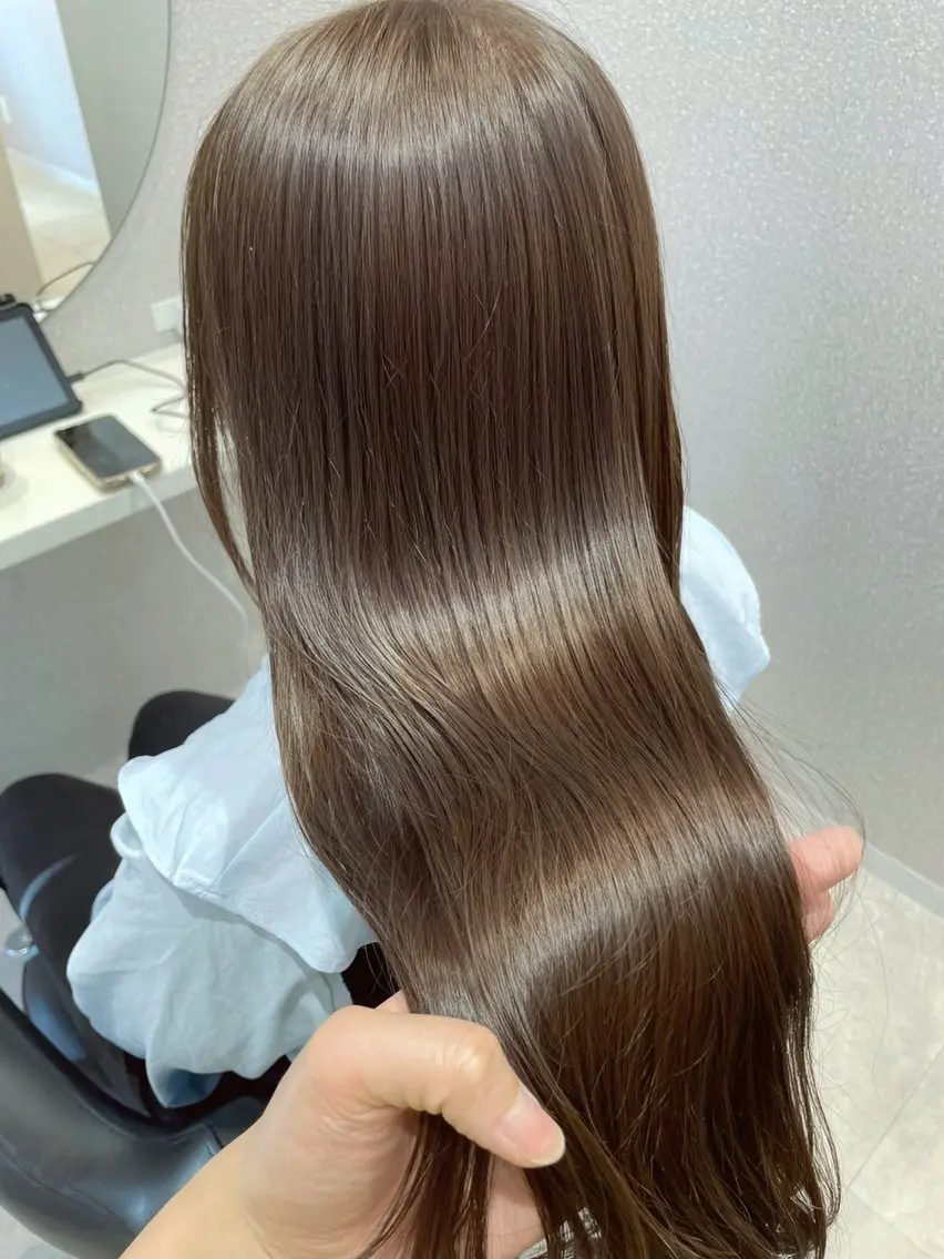 ロング カラー アクアカラー ベージュカラー オリーブベージュ 髪質改善 トリートメント ヘアカラー トリートメント 女性リピ90%🍨 🩷佐藤みずきのヘアスタイル