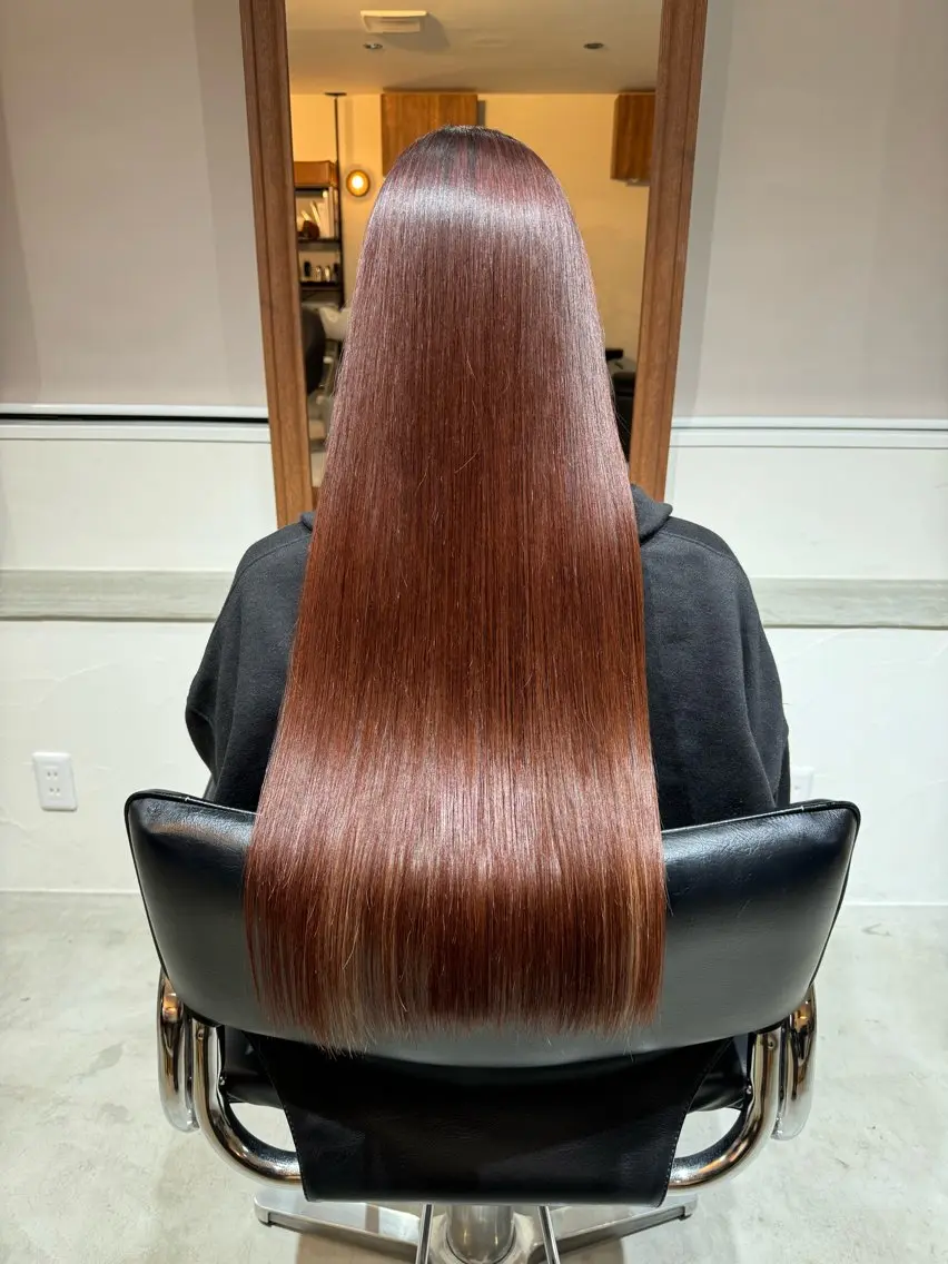ロング カラー 髪質改善 縮毛矯正 トリートメント (h)wim ウィムのヘアスタイル