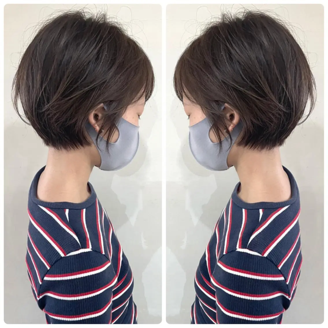 ショート カラー ショートボブ ハンサムショート 丸みショート デザインカラー ハイライトカラー カット ヘアカラー 京都大人女性ショート 徒歩1分/秋山のヘアスタイル