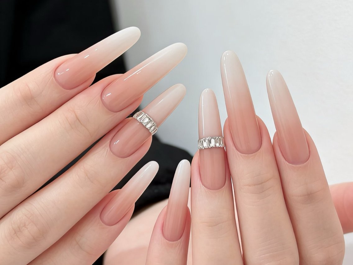 ネイル アートネイル オーロラネイル チークネイル クリアネイル 長さ出し ハンドネイル fairy nail フェアリー ネイルのネイルデザイン