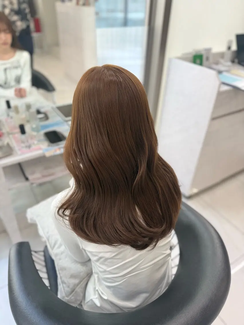 ロング カラー ベージュカラー ヘーゼル ヘアカラー トリートメント Sae/クロスパーマ /盛れる顔周りのヘアスタイル