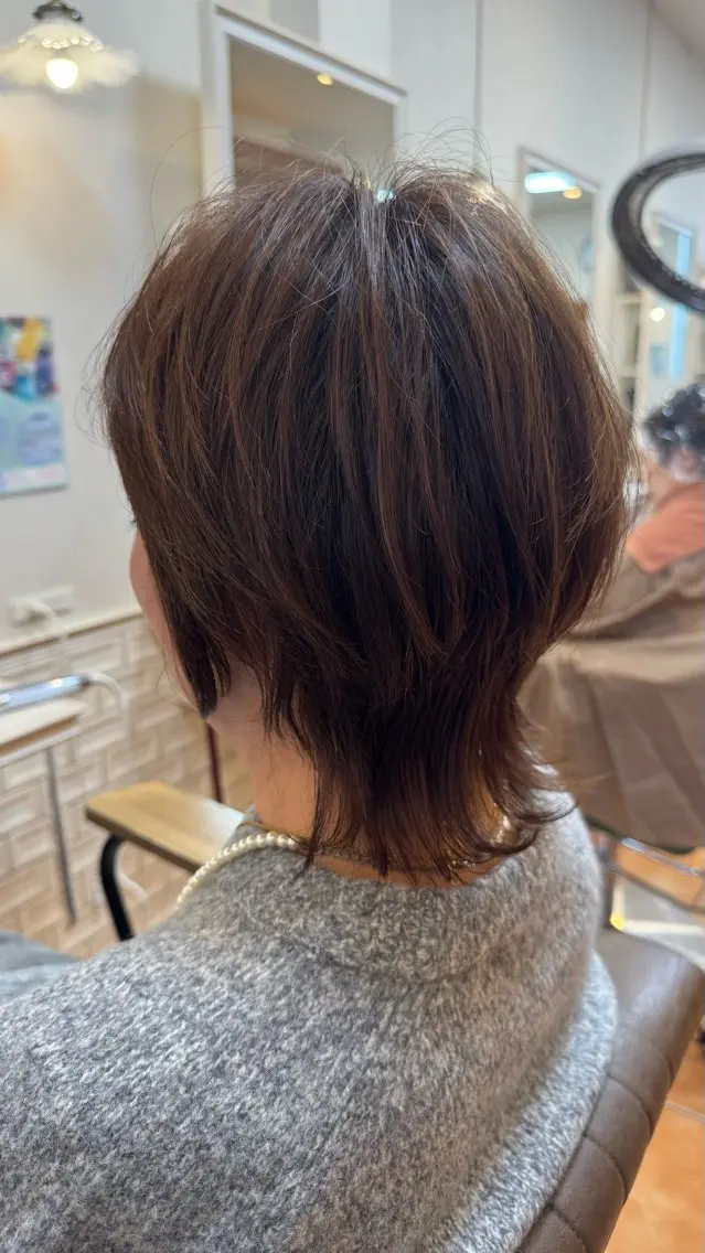 ショート ショートヘア ウルフカット カット ヘアカラー 奈良/富雄/生駒 ショート/川元裕範のヘアスタイル