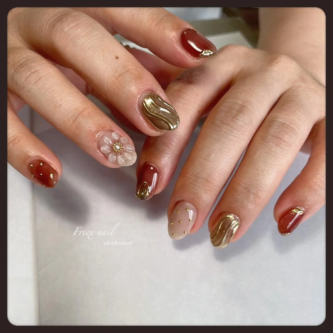 ネイル フラワーネイル ぷっくりネイル ハンドネイル フットネイル freex nail /ニュアンス/個性派のネイルデザイン
