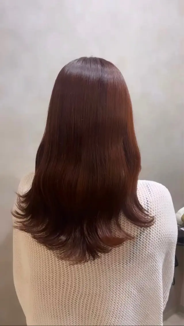 ミディアム カラー ブラウンカラー オレンジ オレンジブラウン ROW町田★ 船木のヘアスタイル