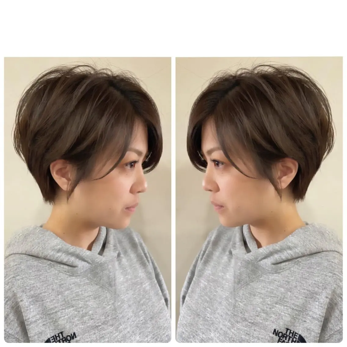 ショート カラー ショートボブ ハンサムショート 丸みショート デザインカラー ハイライトカラー カット ヘアカラー 京都大人女性ショート 徒歩1分/秋山のヘアスタイル