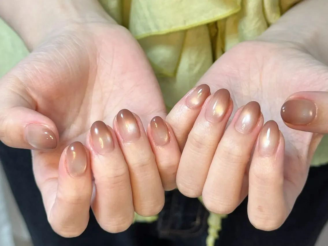 ネイル アートネイル オーロラネイル チークネイル フレンチネイル ガラスフレンチ ハンドネイル 🎀🎀YooLi Nail Salonのネイルデザイン