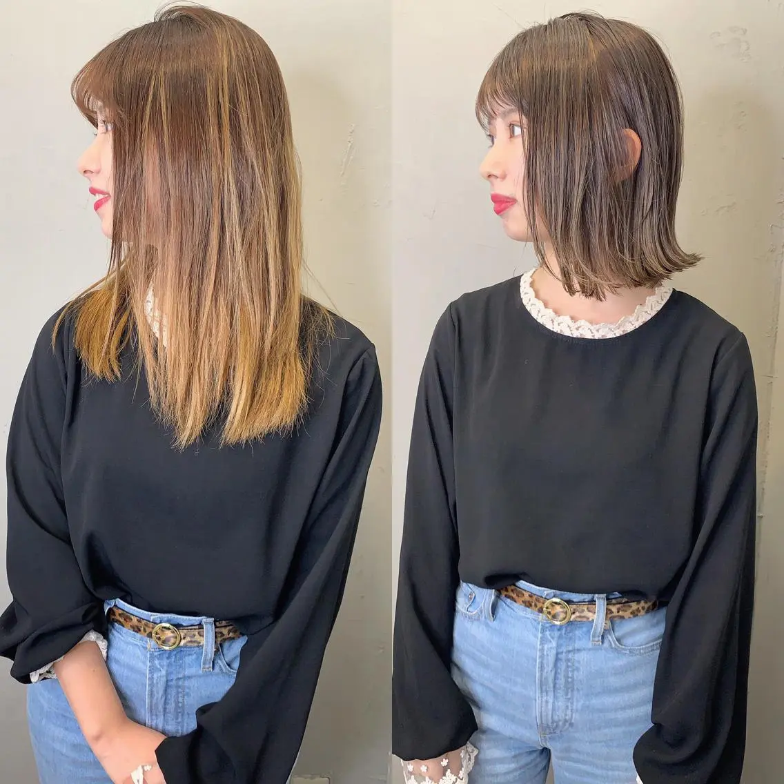 ミディアム カラー カット ヘアカラー YUSUKE レイヤーカットカラーのヘアスタイル