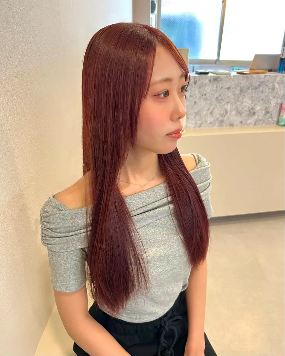ロング カラー ブリーチ ブラウンカラー ダブルカラー ブリーチなしカラー ピンクカラー ヘアカラー トリートメント ブリーチカラー🦋‪ 田中さくらのヘアスタイル