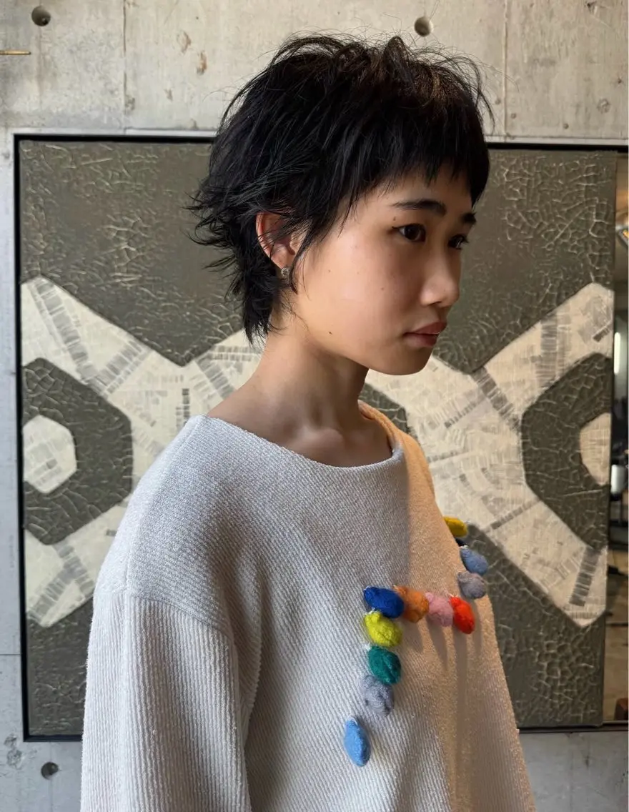 ショート カラー パーマ ボブレイヤー ボブ 顔まわりレイヤー 顔周りカット レイヤーカット カット YOKO/パーマ レイヤーカットのヘアスタイル