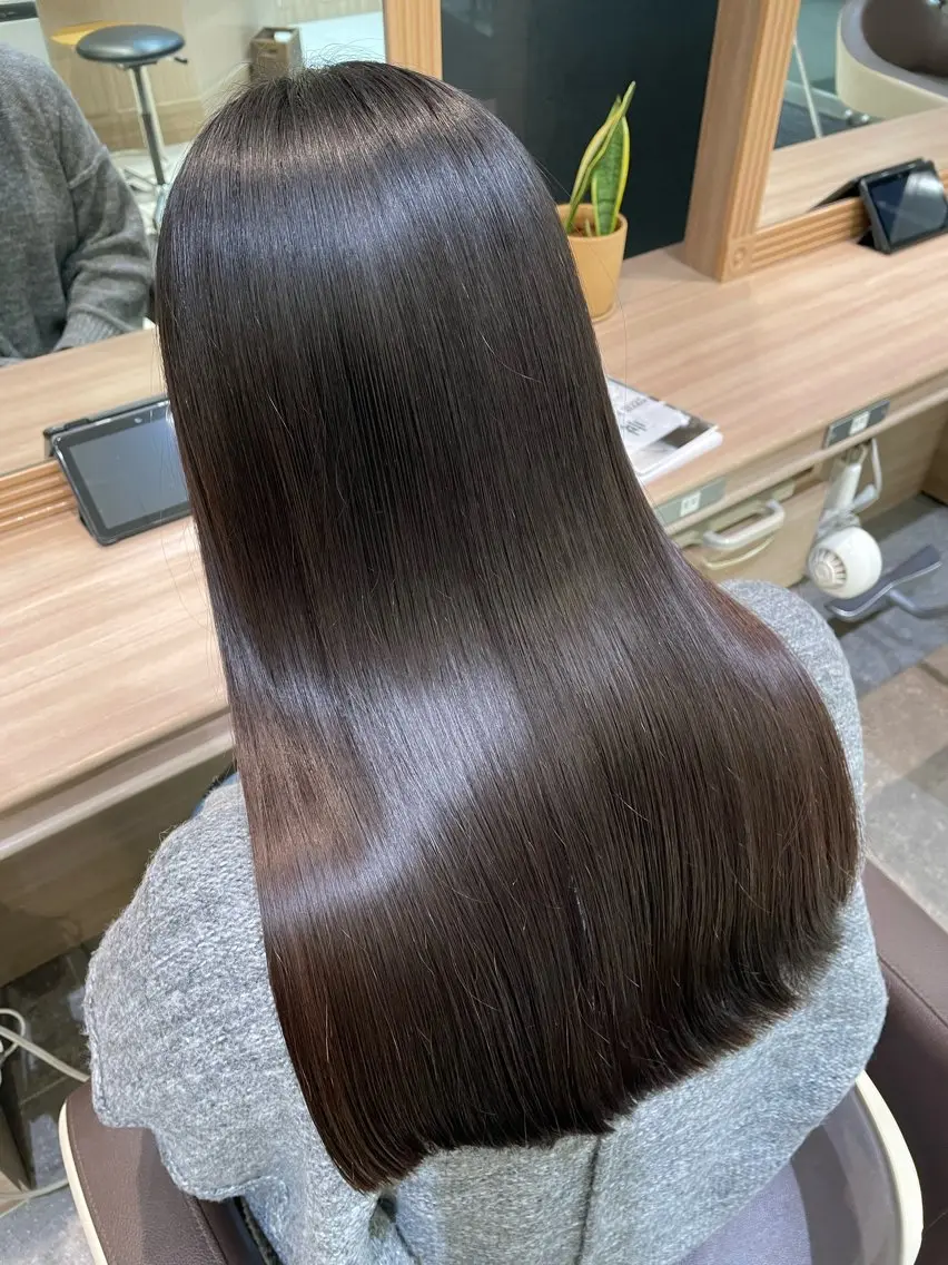 ロング 髪質改善 トリートメント トリートメント 白髪ぼかし/ブリーチ /縮毛矯正/ヨナミネのヘアスタイル