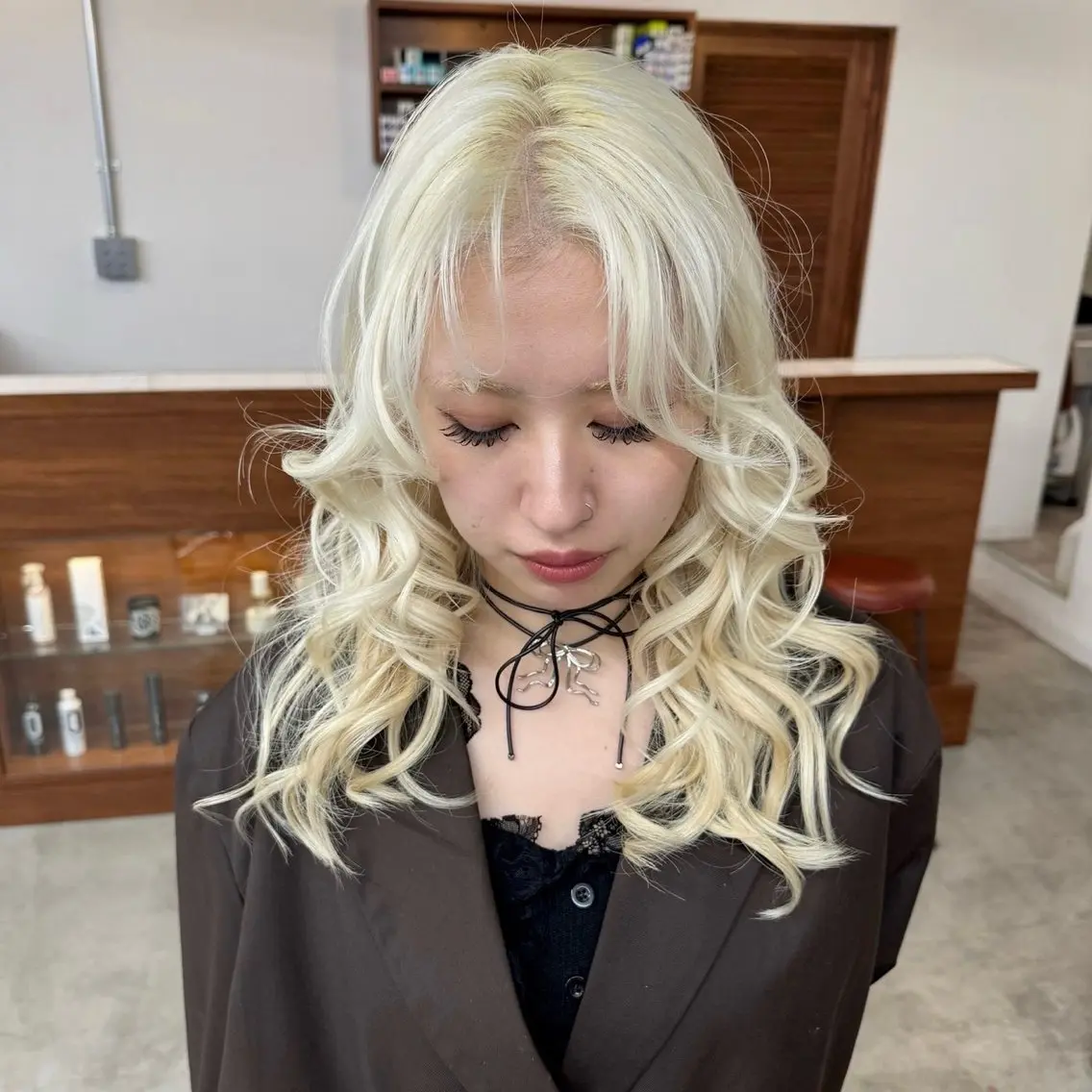 ロング カラー ブロンド ホワイトブロンド ヘアカラー カットモデル୨୧大阪 梅田タカシマリナ♡のヘアスタイル