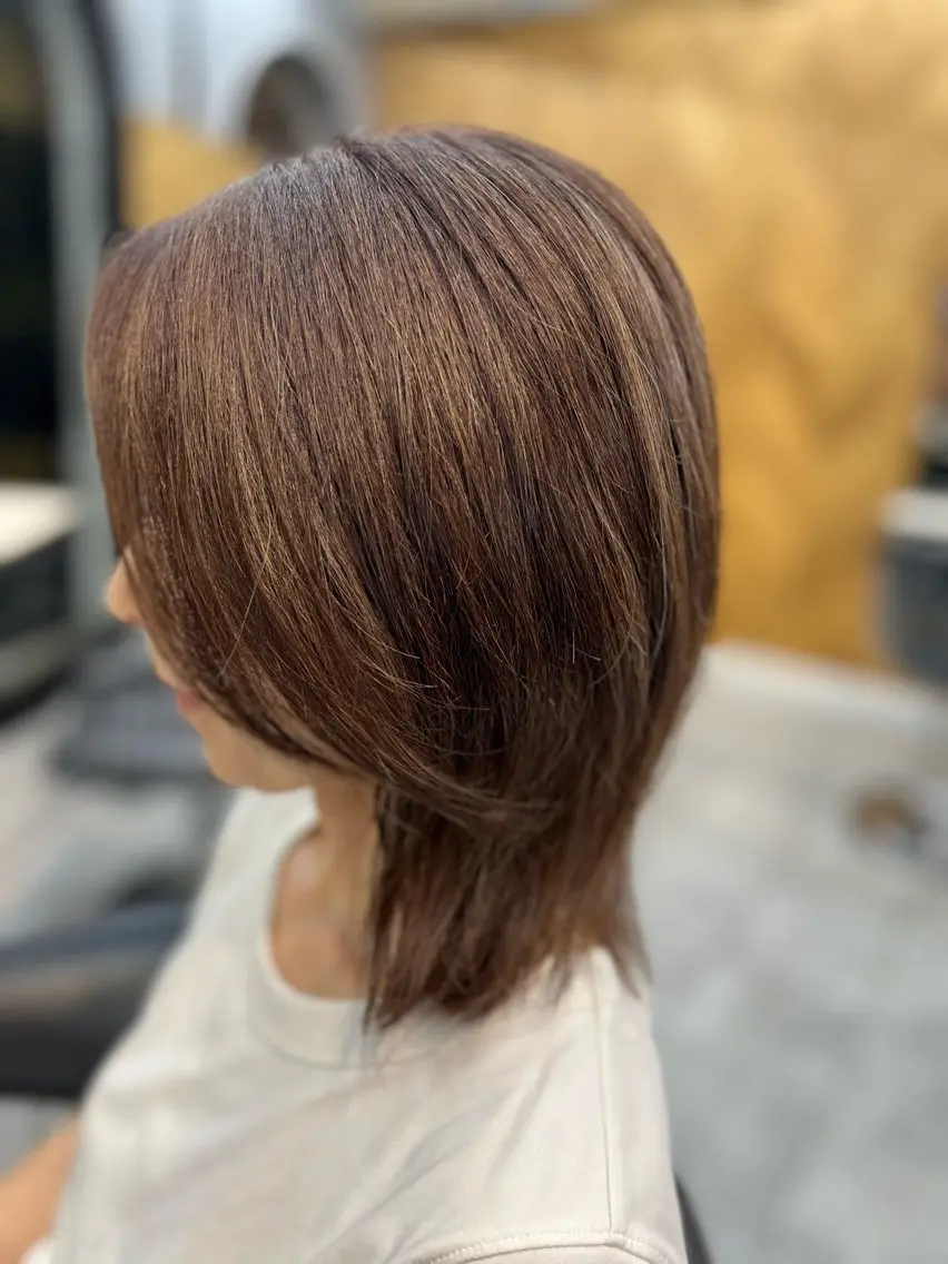 ミディアム ハイライト ヘアカラー 佐藤 慧のヘアスタイル