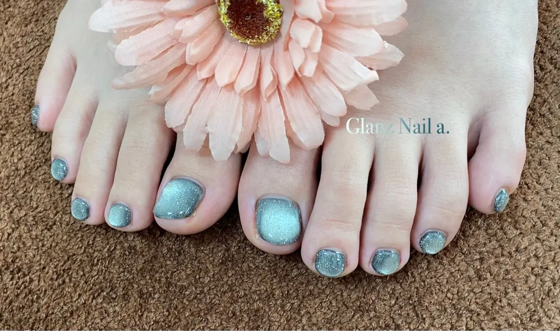 ネイル フットネイル ジェルネイル マグネットネイル ワンカラーネイル Glanz  Nail aのネイルデザイン