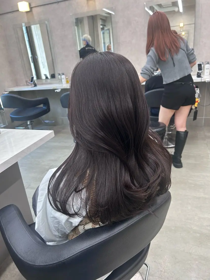 ロング カラー パーマ ヘアアレンジ メンズ キッズ ブリーチなしカラー/ ブラウン/レイヤーのヘアスタイル