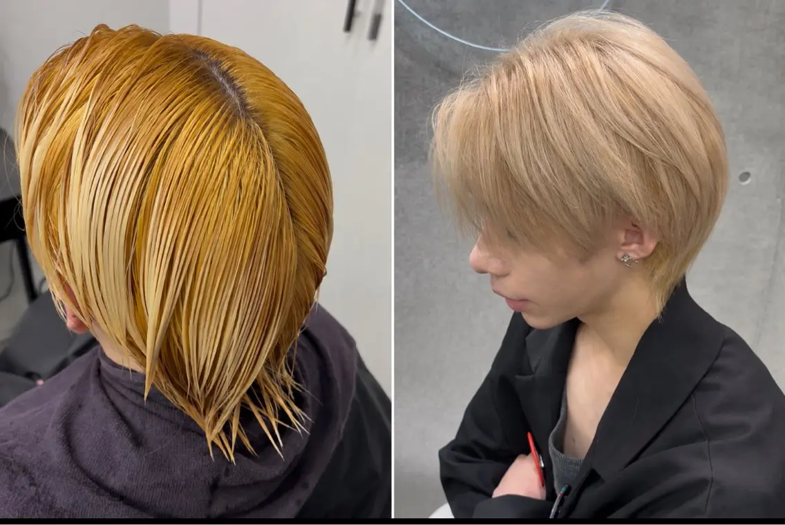 ˙⋆✮メンズ限定˙⋆✮ 全体ブリーチ➕カラー➕内部補修トリートメントの写真