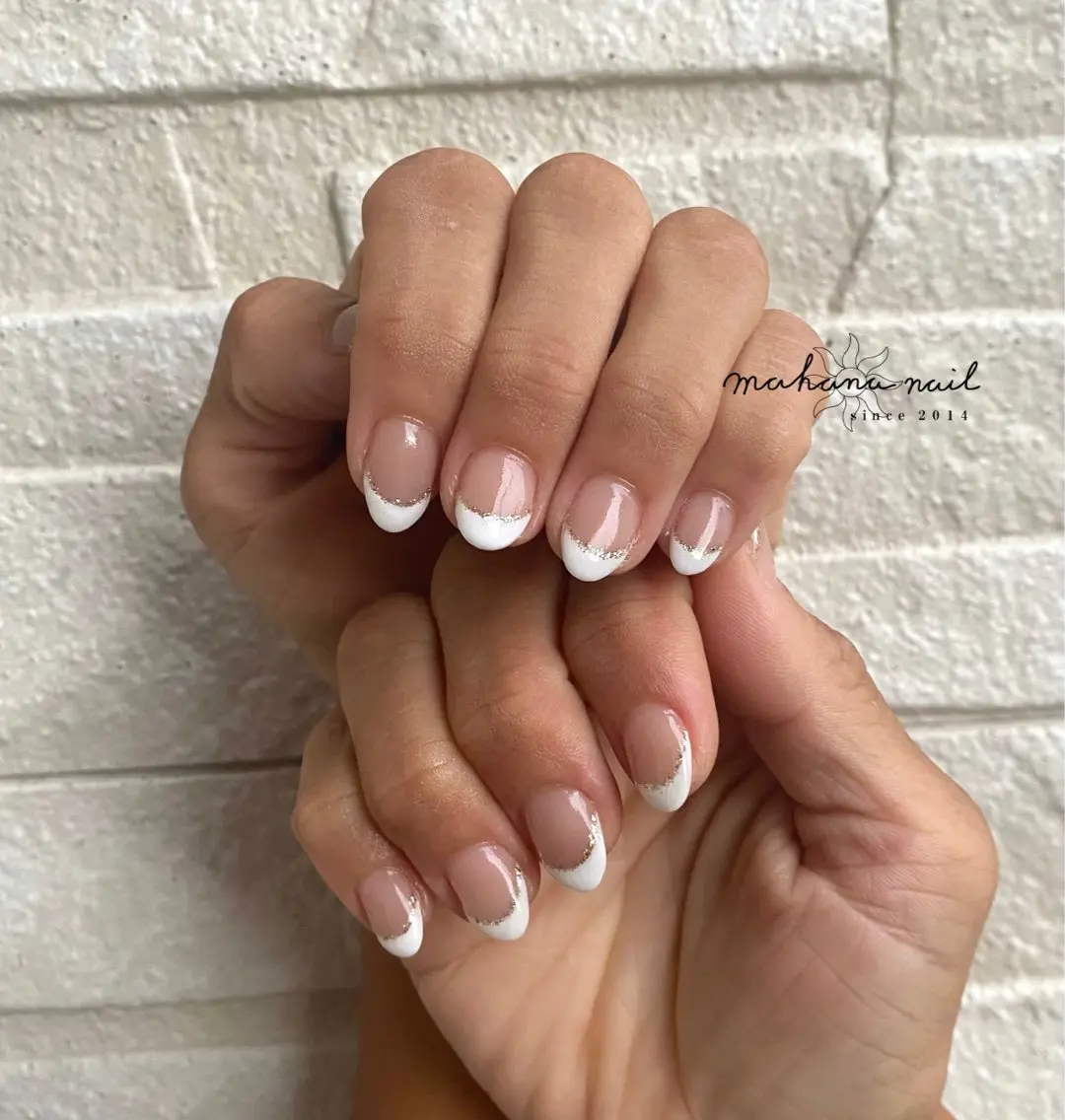 ネイル フレンチネイル ラメ(グリッター) mahana nailのネイルデザイン